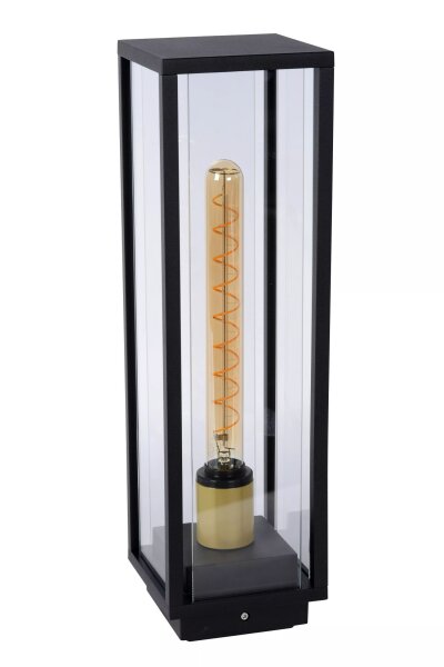 Pollerleuchte Außen Glas Metall Schwarz E27 IP54 50 cm