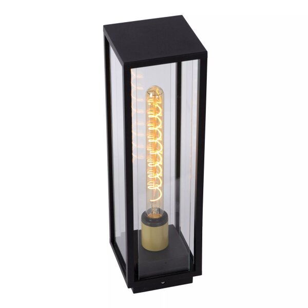 Pollerleuchte Außen Glas Metall Schwarz E27 IP54 50 cm