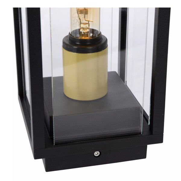 Pollerleuchte Außen Glas Metall Schwarz E27 IP54 50 cm