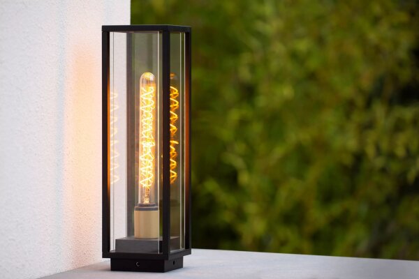Pollerleuchte Außen Glas Metall Schwarz E27 IP54 50 cm