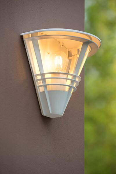 Wandleuchte Außen Aluminium Weiß IP44 E27 T:27 cm