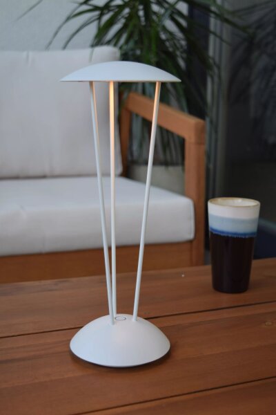 LED Akku Tischlampe Weiß Ladestation IP54 2 W dimmbar