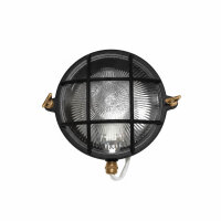 Wandlampe au&szlig;en Messing massiv Glas IP64 Schwarz E27