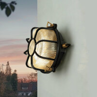 Wandleuchte au&szlig;en Echt-Messing Glas &Oslash; 22 cm IP64 E27