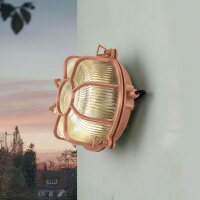 Außenleuchte Wand Messing Glas E27 IP64 rund...