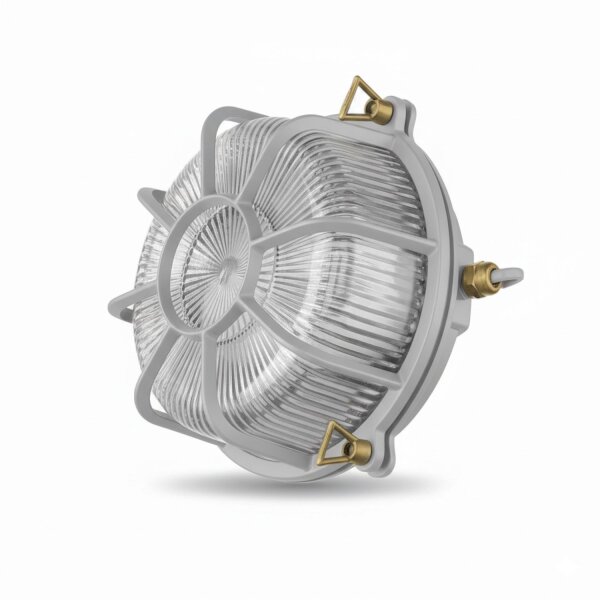 Wandlampe außen Messing massiv Glas D: 22 cm IP64 Grau
