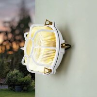 Außenlampe Wand Echt-Messing Glas E27 IP64...