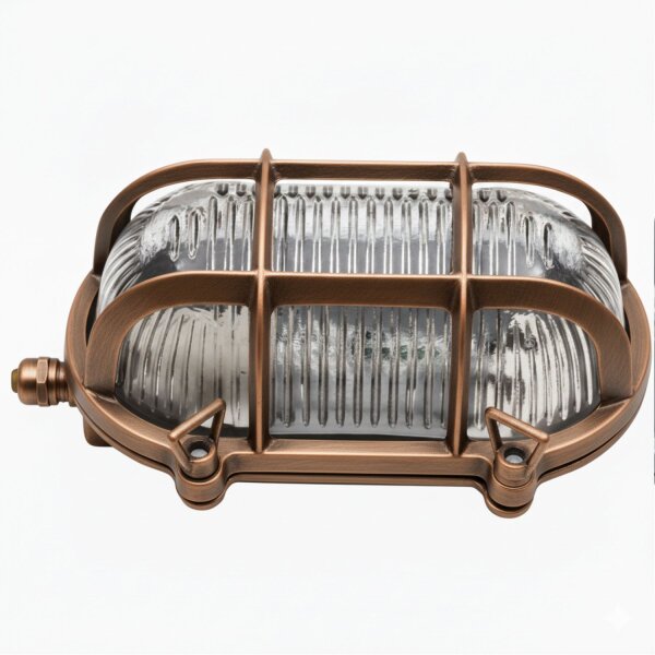 Außenwandlampe Messing Glas B: 18 cm IP64 E27 Maritim