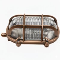 Außenwandlampe Messing Glas B: 18 cm IP64 E27 Maritim