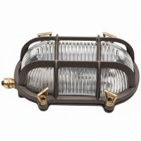Außenwandlampe Messing Glas E27 IP64 18 cm breit