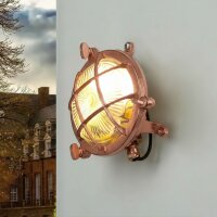 Außenleuchte Wand Messing massiv Glas D: 14 cm IP44 G9