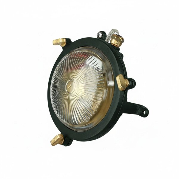 Wandlampe außen Echt-Messing Glas D: 14 cm IP44 Grün G9