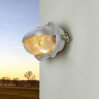 Wandlampe au&szlig;en Echt-Messing Glas 21 cm breit IP64 Grau