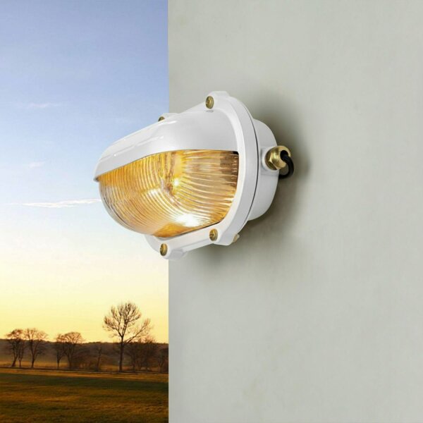Außenleuchte Wand Echt-Messing Glas E27 IP64 B: 21 cm