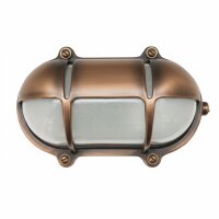 Außenlampe Wand Echt-Messing Glas 21 cm breit IP64 E27