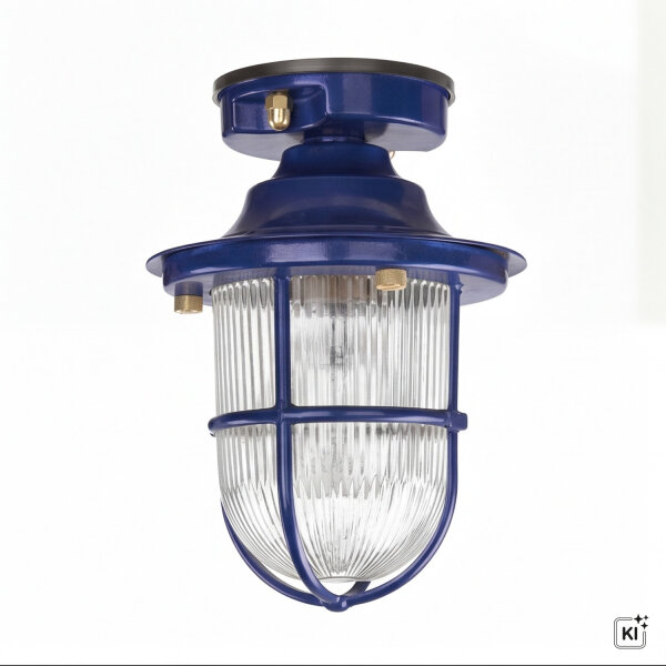 Außenleuchte Glas Echt-Messing E27 IP54 Ø 16 cm Blau