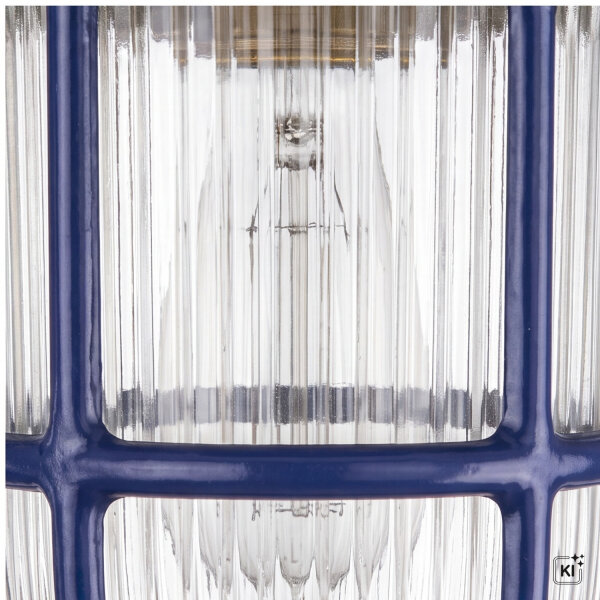 Außenleuchte Glas Echt-Messing E27 IP54 Ø 16 cm Blau