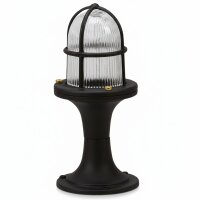 Sockelleuchte Echt-Messing Glas E27 IP54 25 cm Schwarz