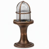Sockelleuchte Messing Glas 25 cm IP54 in Kupfer Antik