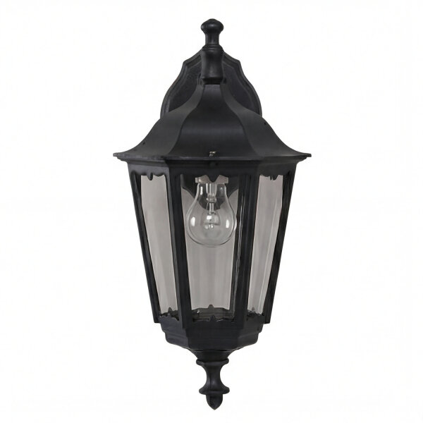 Außenwandleuchte Schwarz Metall Glas IP44 H:44 cm E27