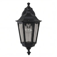 Außenwandleuchte Schwarz Metall Glas IP44 H:44 cm E27