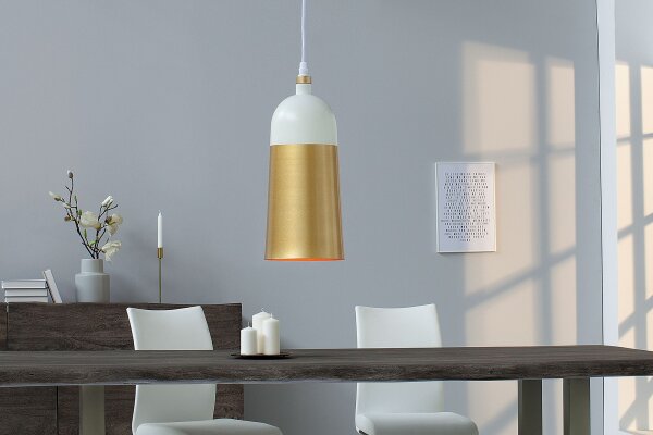 Retro Designerleuchte Loft Ø14cm elegant Weiß Gold