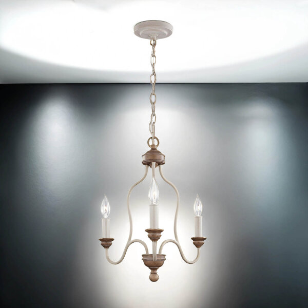 Kronleuchter CANDELA 8 Shabby Weiß 3-flmg Lampe