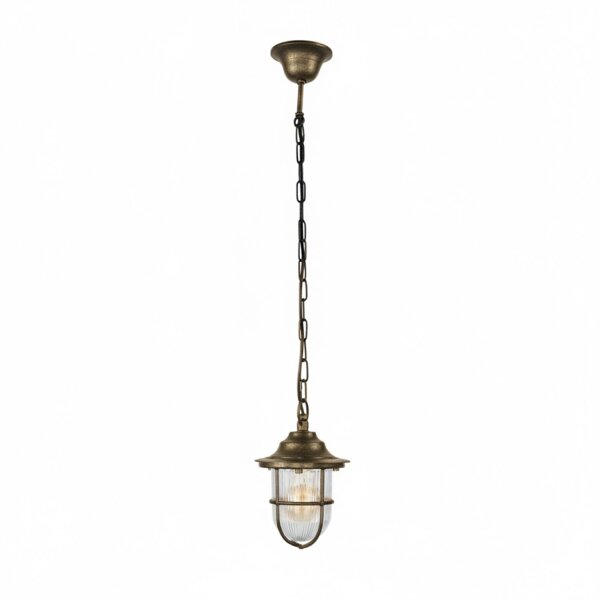 Hängelampe außen Glas Messing massiv E27 IP54 D: 16 cm