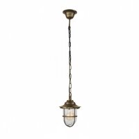 Hängelampe außen Glas Messing massiv E27 IP54...