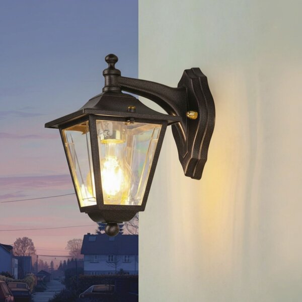 Außenleuchte Wand Echt-Messing E27 IP43 H: 23 cm