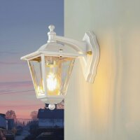 Au&szlig;enwandleuchte Messing massiv 23 cm hoch IP43 Wei&szlig;