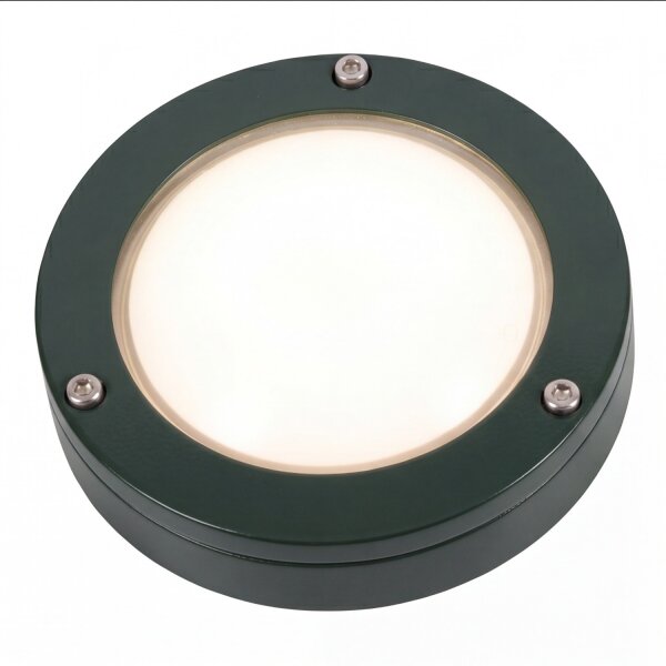 Kellerlampe Echt-Messing Glas G9 IP64 rund D: 14 cm