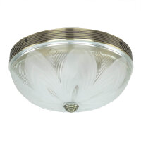 Jugendstil Deckenleuchte E27 mit Glasschirm Messing Optik