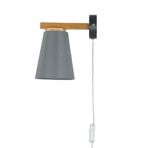 Wandlampe mit Schalter Kabel Grau Skandinavisch