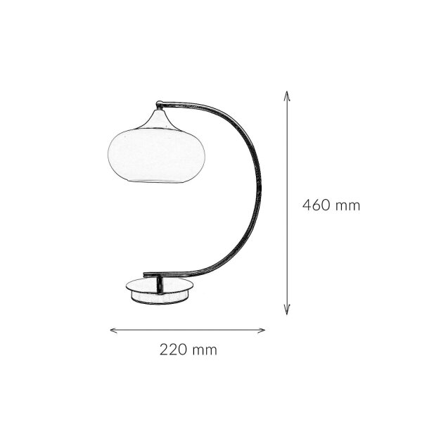 Gebogene Tischleuchte Bauhaus rund 45cm