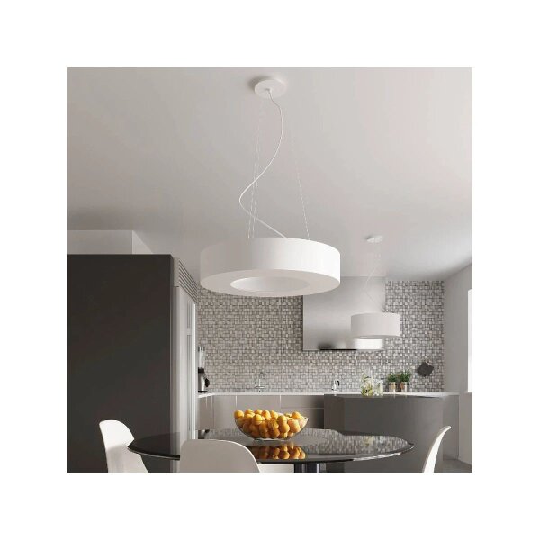 Weiße Pendelleuchte blendarm Ring E27 Ø50 cm rund