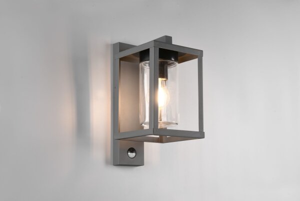 Outdoor Wandlampe Bewegungsmelder Metall Glas IP44 E27