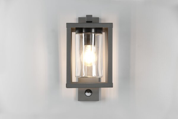 Outdoor Wandlampe Bewegungsmelder Metall Glas IP44 E27