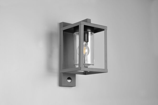 Outdoor Wandlampe Bewegungsmelder Metall Glas IP44 E27
