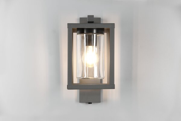 Wandlampe außen Anthrazit Metall Glas H:33 cm IP44 E27