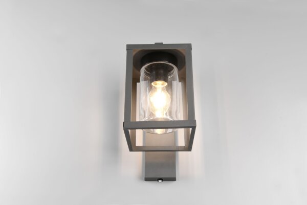 Wandlampe außen Anthrazit Metall Glas H:33 cm IP44 E27