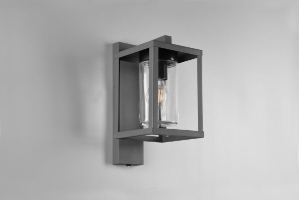 Wandlampe außen Anthrazit Metall Glas H:33 cm IP44 E27