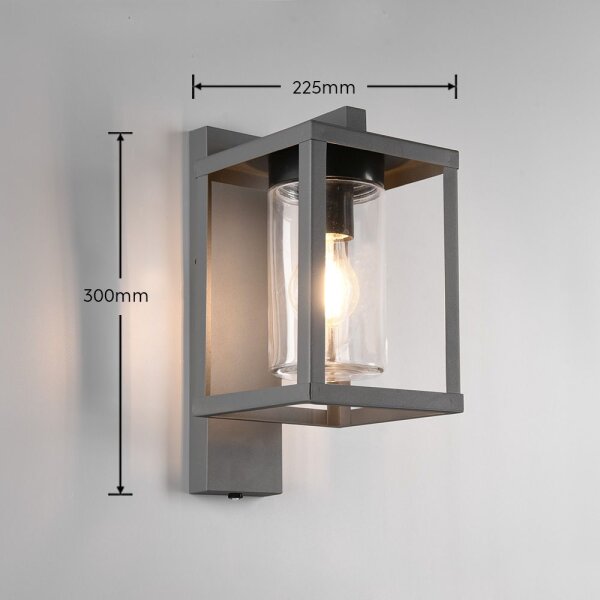 Wandlampe außen Anthrazit Metall Glas H:33 cm IP44 E27