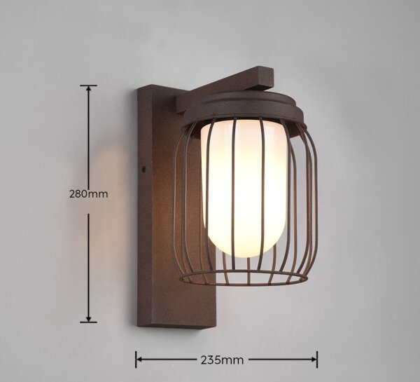Outdoor Wandlampe Aluminium Rostbraun E27 IP44 H:28 cm