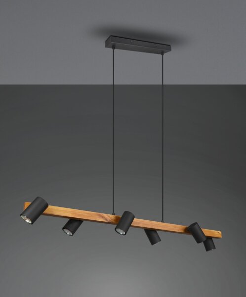 Natürliche Hängelampe flexibel Holz Schwarz 115 cm GU10