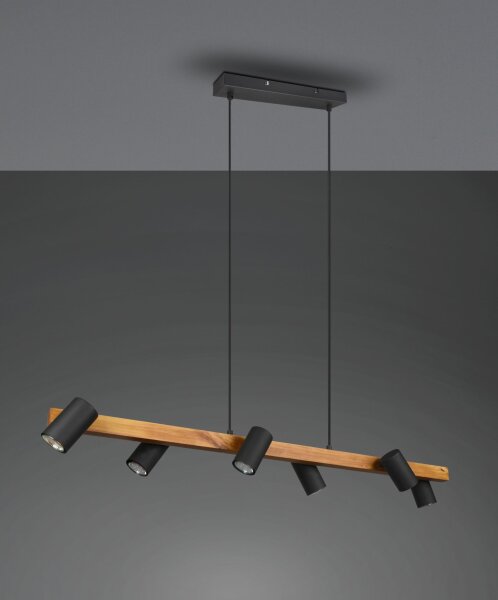 Natürliche Hängelampe flexibel Holz Schwarz 115 cm GU10