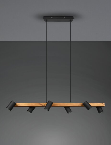 Natürliche Hängelampe flexibel Holz Schwarz 115 cm GU10