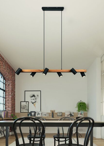Natürliche Hängelampe flexibel Holz Schwarz 115 cm GU10