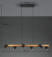 Natürliche Hängelampe flexibel Holz Schwarz 115...