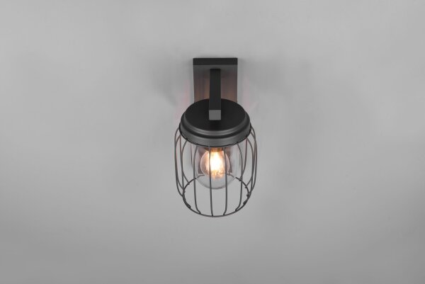 Außenlampe Wand Metall Glas Anthrazit E27 IP44 H:28 cm